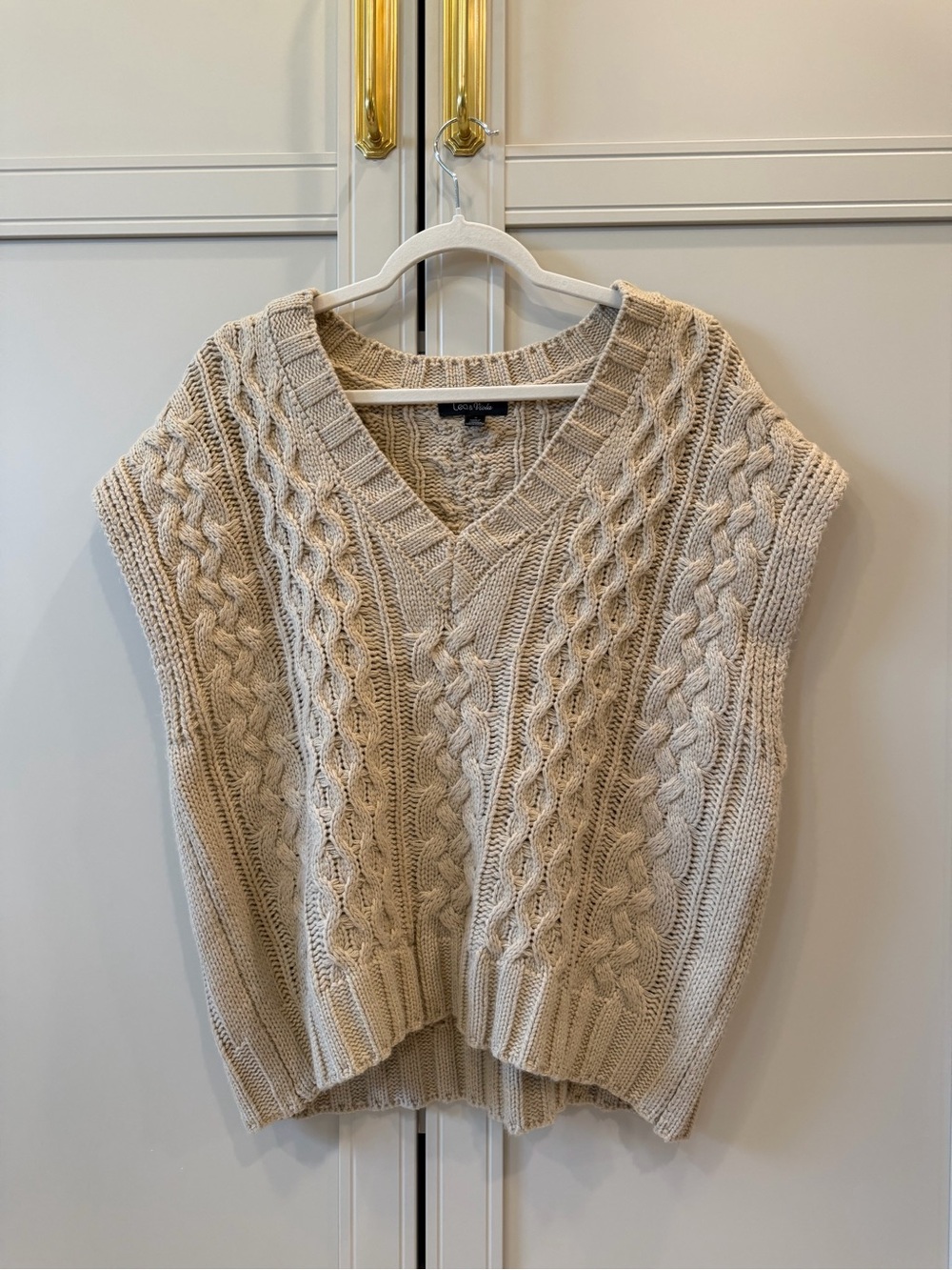 Lea and Viola Cable-Knit V-Neck Sweater Vest